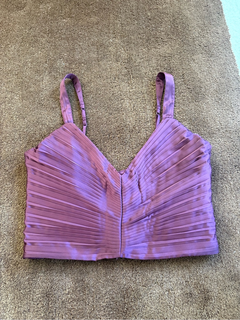 Abercrombie & Fitch Purple Pleated V-Neck Crop Tank